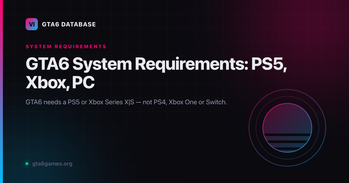 GTA6 system requirements and platform specs
