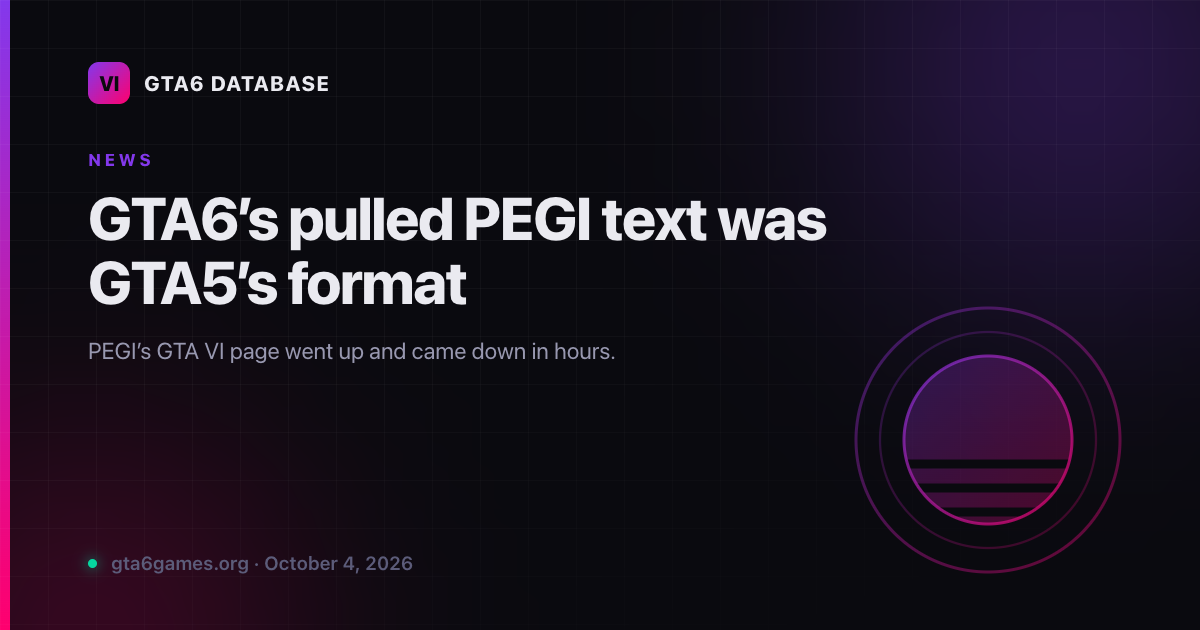 GTA6’s pulled PEGI text was GTA5’s format