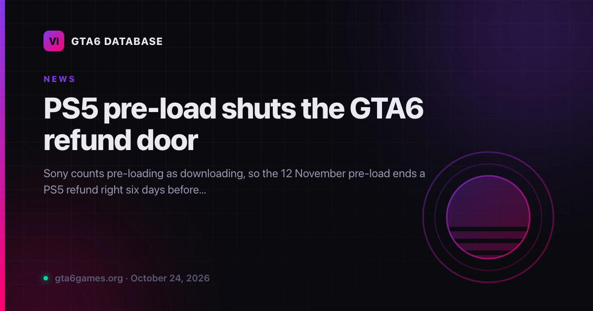 PS5 pre-load shuts the GTA6 refund door