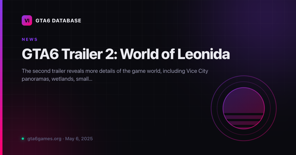 GTA6 Trailer 2: World of Leonida